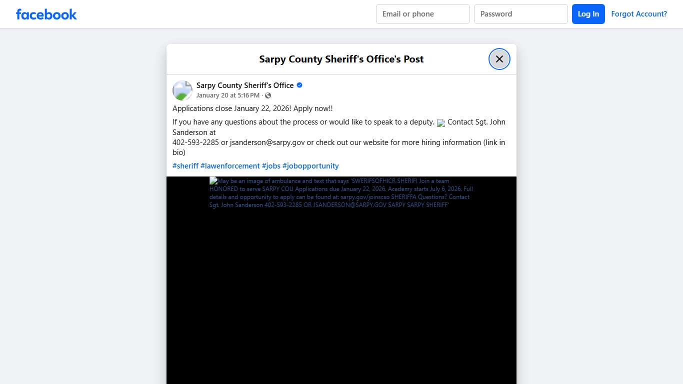 Applications close January... - Sarpy County Sheriff's Office Facebook
